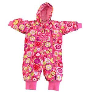 Hanna Andersson Floral Hooded Snowsuit Winter Toddler Girls 80 18 24M 2T Pink